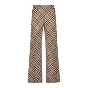 Vintage Geruite Wollen Broek Burberry , Beige , Heren