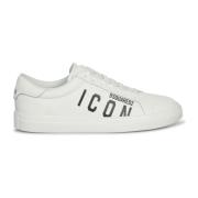 Leren sneakers met 'Icon' logo Dsquared2 , White , Heren