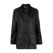 Zwarte Gewaxte Jas met Klassieke Kraag Barbour , Black , Dames