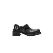 Zwarte Leren Gesp Muilezel Schoenen Acne Studios , Black , Dames