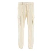 Roomkleurige Fluwelen Katoen-Kasjmier Broek Herno , Beige , Heren