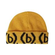 Gebreide Beanie Hoed met Logo Jacquard Bstroy , Yellow , Unisex