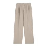 Wijde Katoenen Gabardine Broek met Dubbele Plooien Aspesi , Beige , Da...