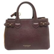 Pre-owned Leather handbags Burberry Vintage , Red , Dames