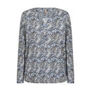 Bloemenprint Split-Hals Top Blauw Soyaconcept , Blue , Dames