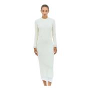 Wollen Gebreide Midi Jurk Jil Sander , White , Dames