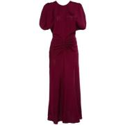 Bordeaux Lang Midi Jurk Victoria Beckham , Red , Dames