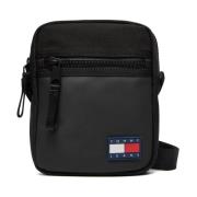 Zwarte Schoudertas - Geborduurd Logo Tommy Jeans , Black , Heren