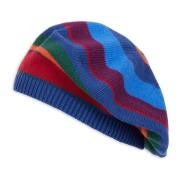 Blauwe damesmuts en baret met veelkleurige strepen Gallo , Multicolor ...