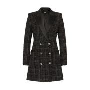 Blazer Jurk met Satijnen Revers Hugo Boss , Black , Dames