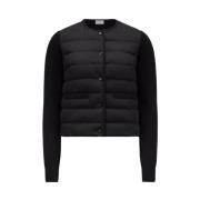 Gewatteerde Cardigan met Merinowol Moncler , Black , Dames