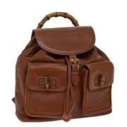 Pre-owned Leather backpacks Gucci Vintage , Brown , Dames