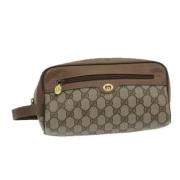 Pre-owned Leather clutches Gucci Vintage , Beige , Dames