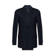 Gestreept donkerblauw pak met klassieke details Lardini , Blue , Heren