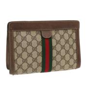 Pre-owned Leather clutches Gucci Vintage , Beige , Dames