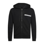 Zwarte hoodie met bedrukt logo Emporio Armani , Black , Heren