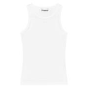 Witte Geribbelde Tanktop Ganni , White , Dames