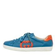 Pre-owned Leather sneakers Gucci Vintage , Blue , Heren