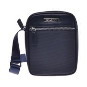 Crossbody bag in blue calfskin and nylon Baldinini , Blue , Heren