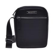 Crossbody bag in black calfskin and nylon Baldinini , Black , Heren