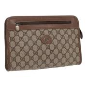 Pre-owned Leather clutches Gucci Vintage , Brown , Dames