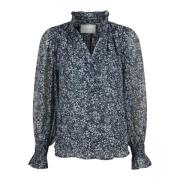 Bloemenblouse met ruches Neo Noir , Blue , Dames