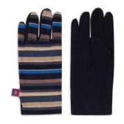 Blauwe fleece handschoenen voor dames met veelkleurige strepen Gallo ,...