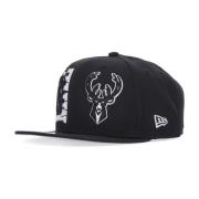 Milwaukee Bucks NBA Draft Flat Brim Cap New Era , Black , Heren