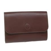 Pre-owned Leather clutches Cartier Vintage , Red , Dames