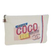 Pre-owned Canvas clutches Chanel Vintage , White , Dames