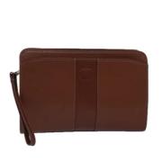 Pre-owned Leather clutches Burberry Vintage , Brown , Dames