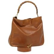 Pre-owned Leather handbags Gucci Vintage , Brown , Dames