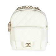 Pre-owned Leather backpacks Chanel Vintage , White , Dames