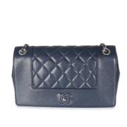 Pre-owned Leather chanel-bags Chanel Vintage , Blue , Dames