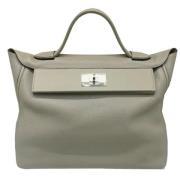 Pre-owned Leather handbags Hermès Vintage , Gray , Dames