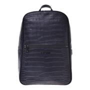 Backpack in black crocodile print Baldinini , Black , Heren