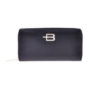 Wallet in black saffiano with zip Baldinini , Black , Dames