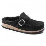 Shearling Suede Leren Mocassin Klomp Birkenstock , Black , Dames