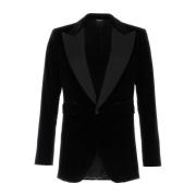 Elegante Zwarte Fluwelen Blazer Dolce & Gabbana , Black , Heren