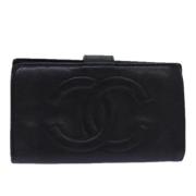 Pre-owned Leather wallets Chanel Vintage , Black , Dames