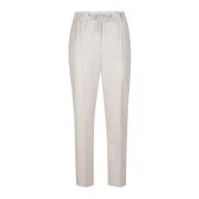 Lurex Wollen Blend Trekkoord Broek Eleventy , Beige , Dames