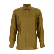 Zijden Olijfgroene Shirt Tom Ford , Green , Heren