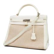 Pre-owned Leather handbags Hermès Vintage , White , Dames