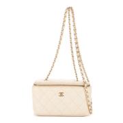 Pre-owned Leather handbags Chanel Vintage , White , Dames