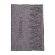 Grijze Cashmere Fringed Sjaal Saint Laurent , Gray , Heren