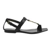 Stijlvolle Comfortabele Platte Sandalen Saint Laurent , Black , Dames