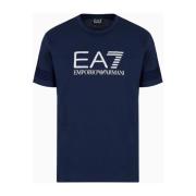 Essentiële Gestreepte Mouw T-shirt Emporio Armani EA7 , Blue , Heren