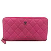 Pre-owned Leather wallets Chanel Vintage , Pink , Dames