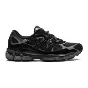 Grafietgrijze Sneakers met Meshpanelen Asics , Black , Heren