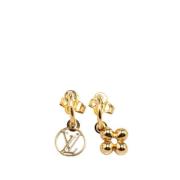 Pre-owned Metal earrings Louis Vuitton Vintage , Yellow , Dames